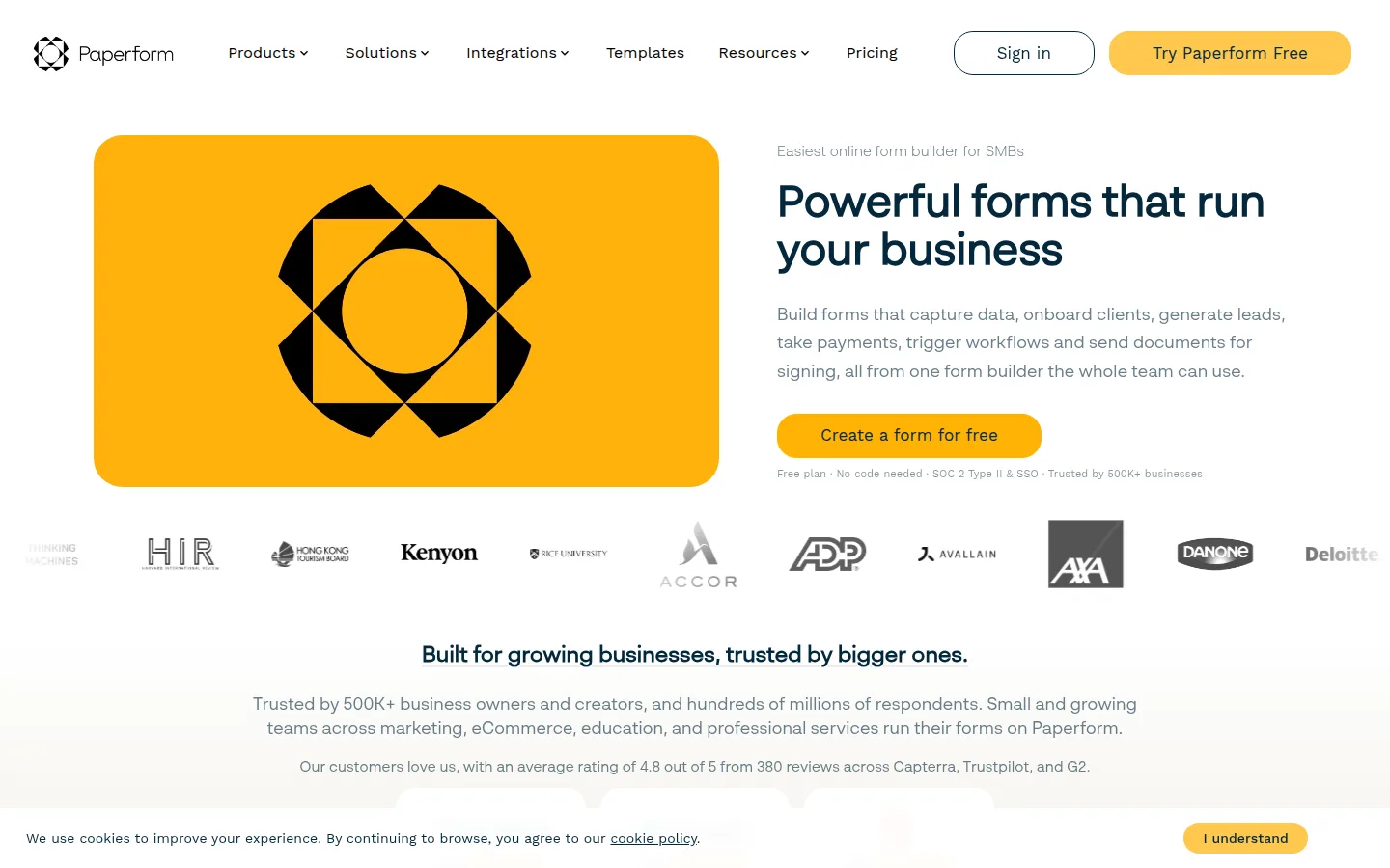 Paperform homepage screenshot