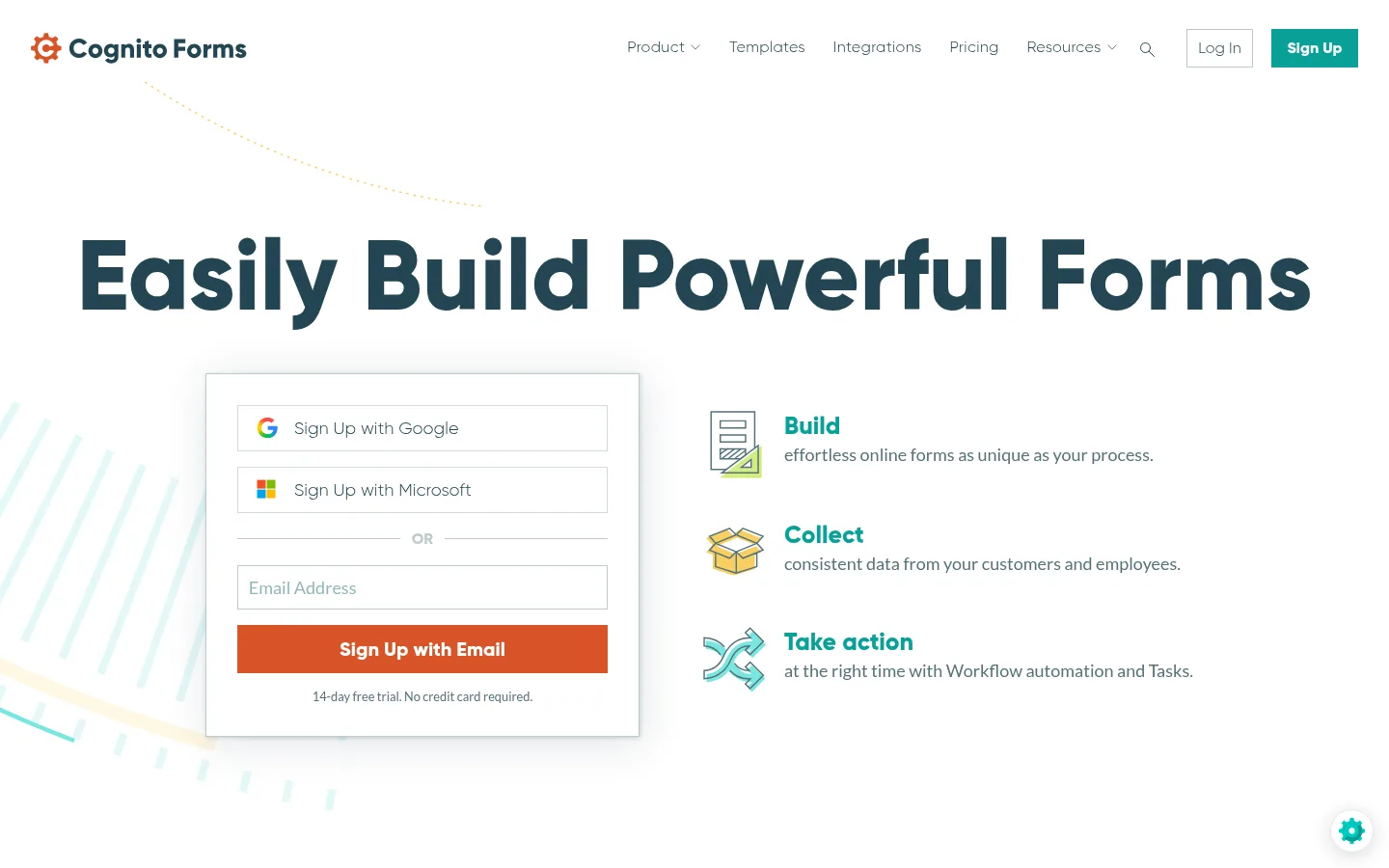 Cognito Forms homepage screenshot