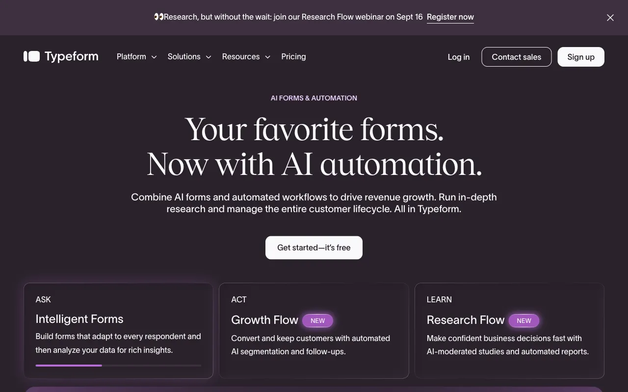 Typeform homepage