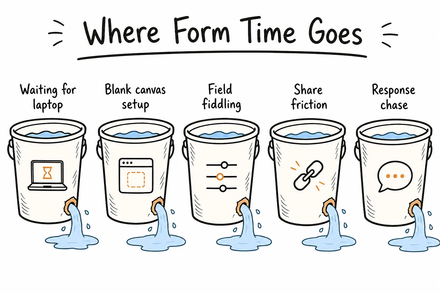 Where form time goes across five leak buckets
