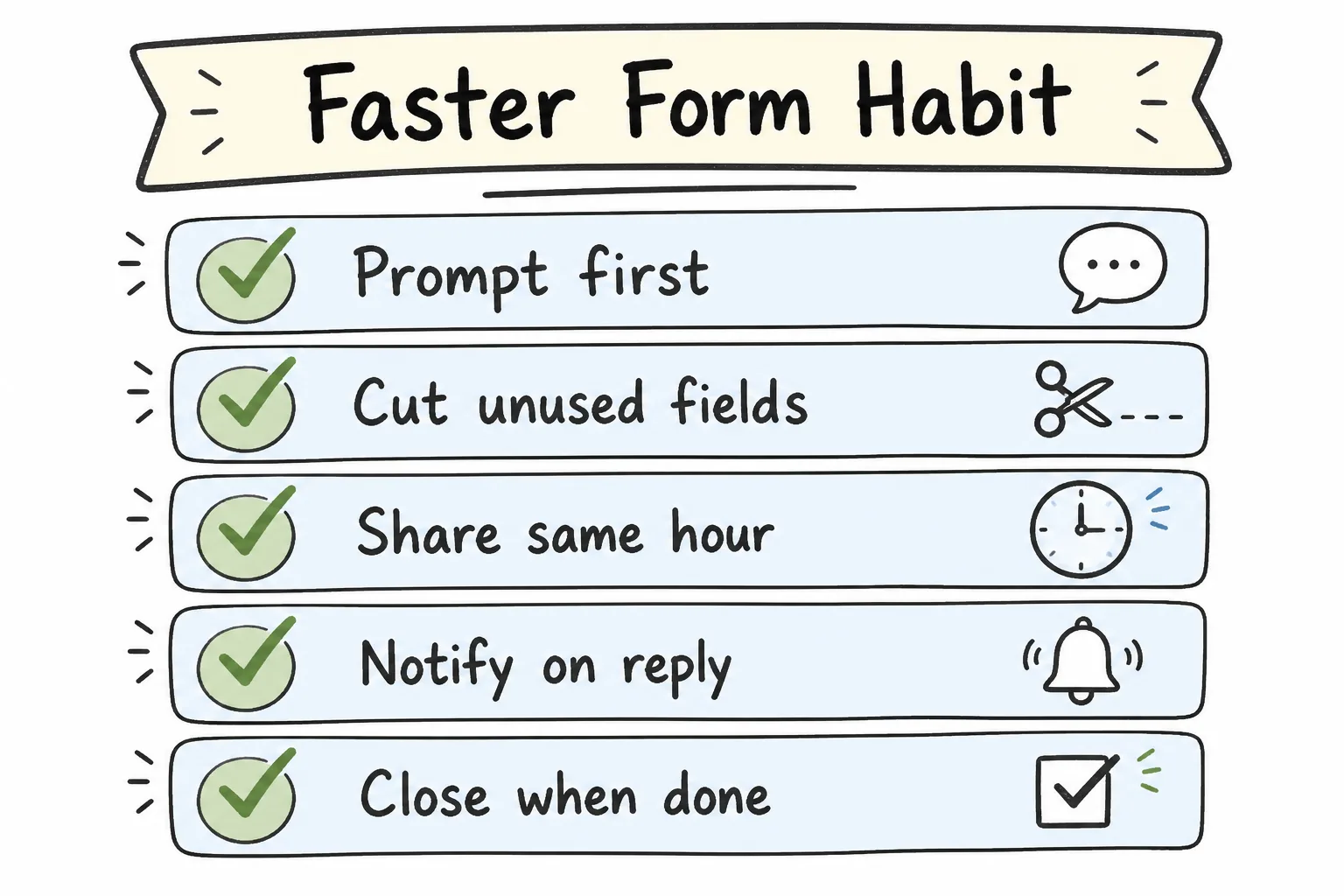 Faster form habit checklist