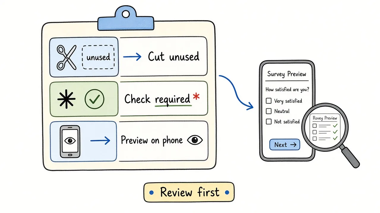 Review checklist for AI survey drafts