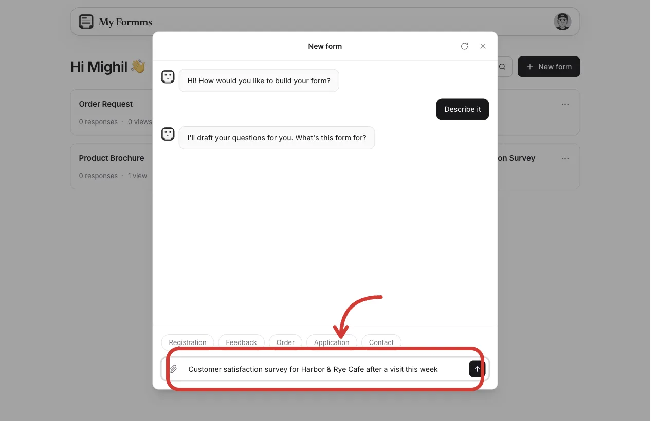 New form chat with a customer satisfaction survey prompt