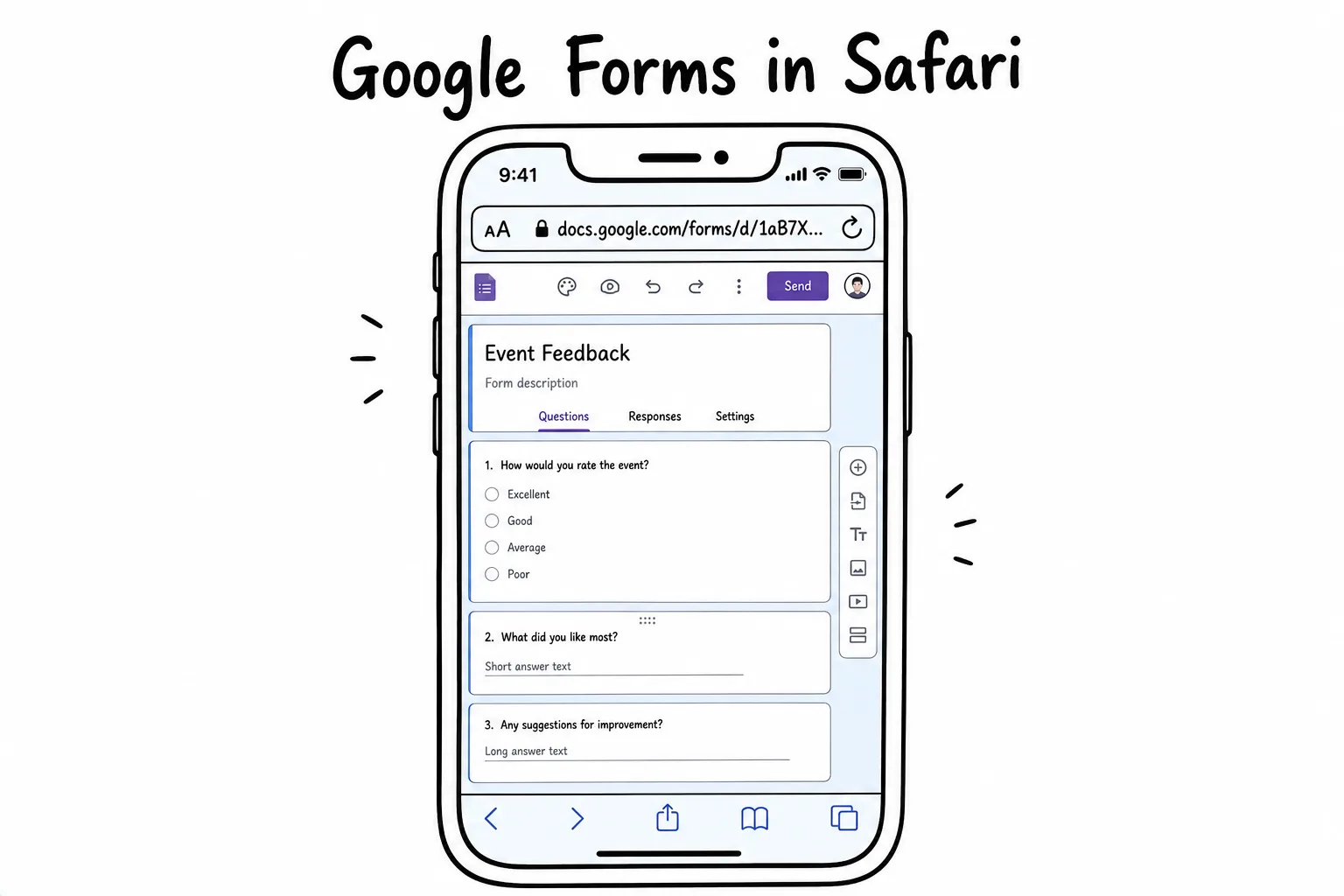 Google Forms in Safari on iPhone