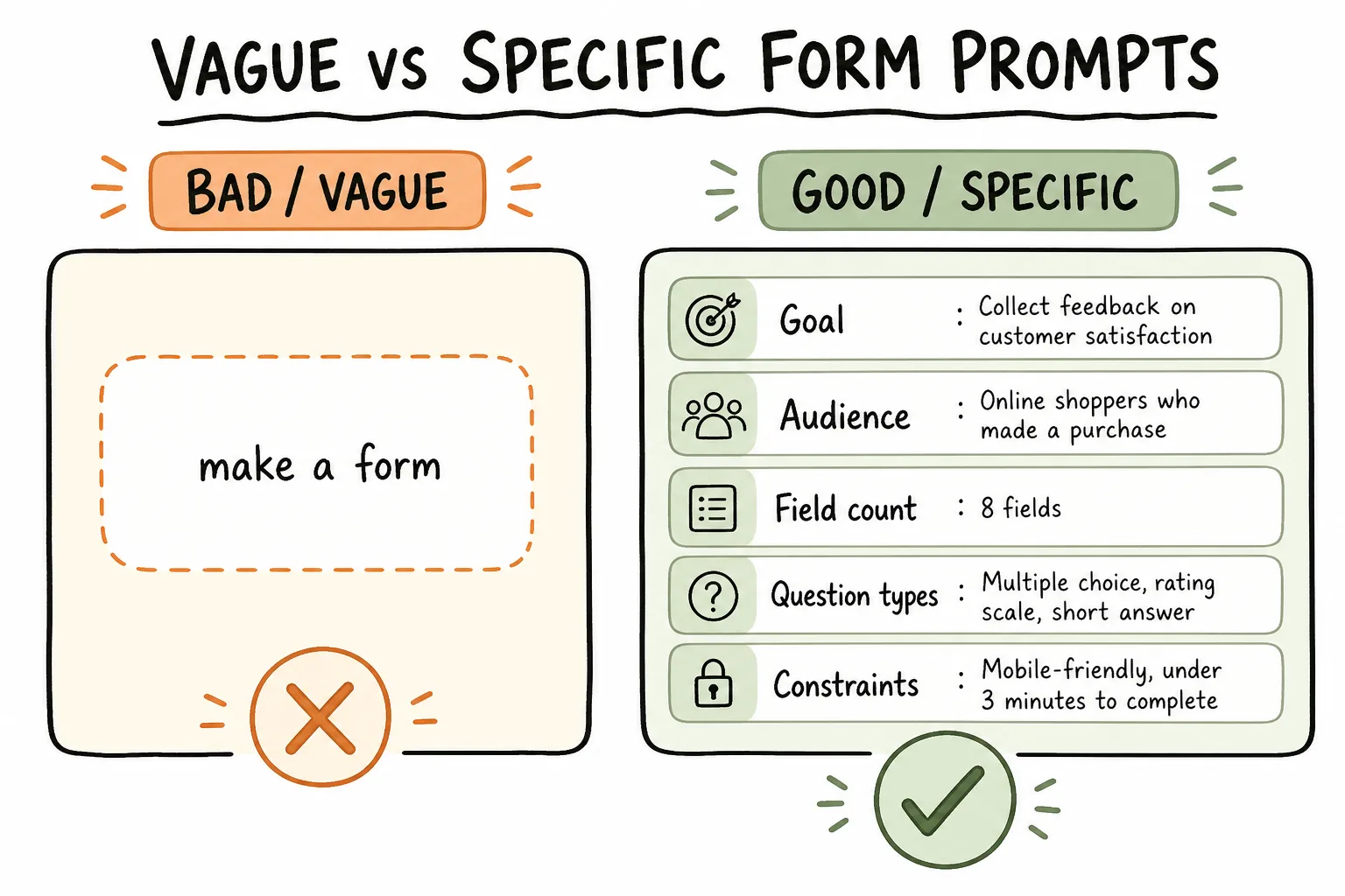 Vague vs specific form prompts