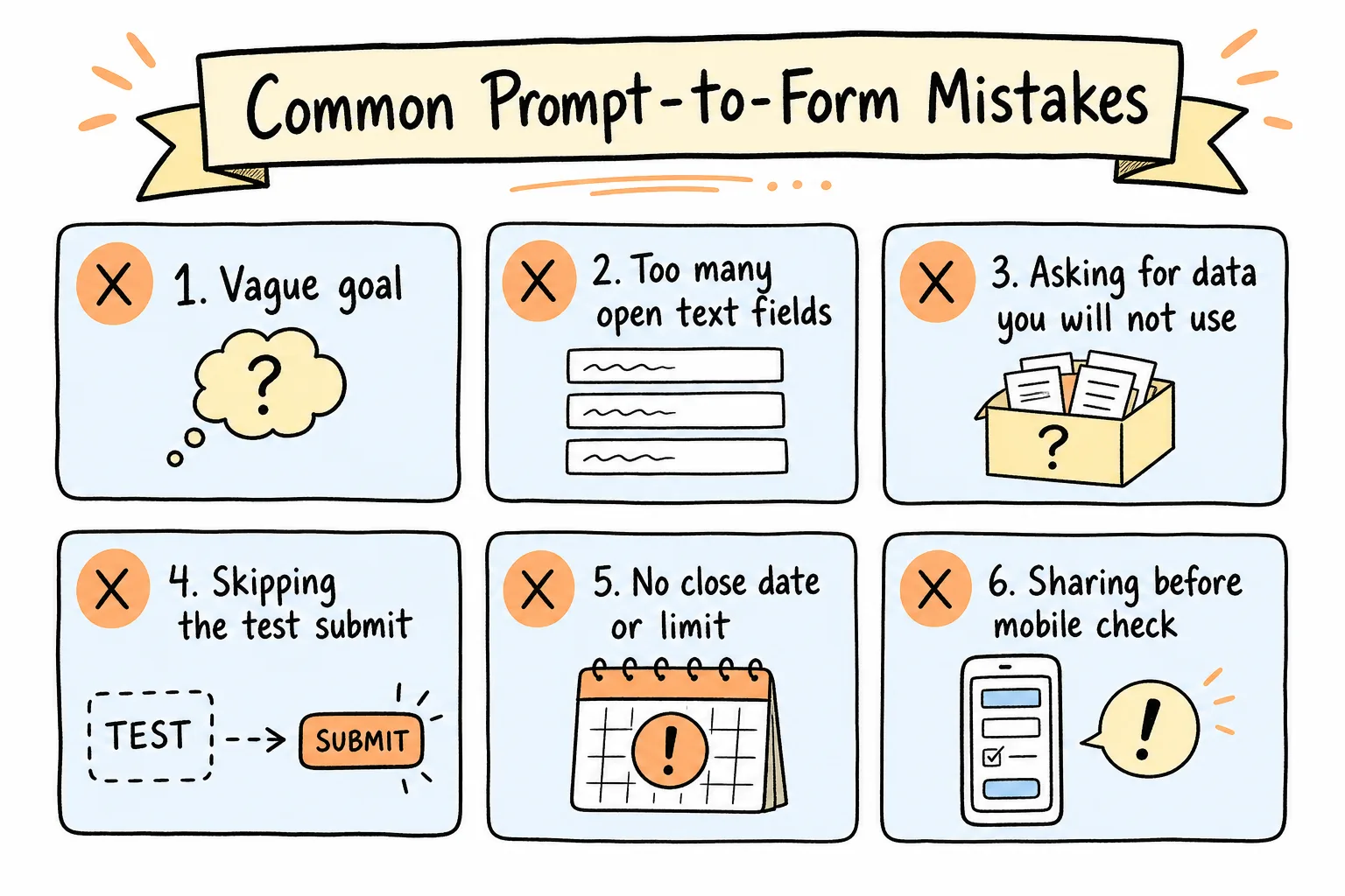 Common prompt-to-form mistakes