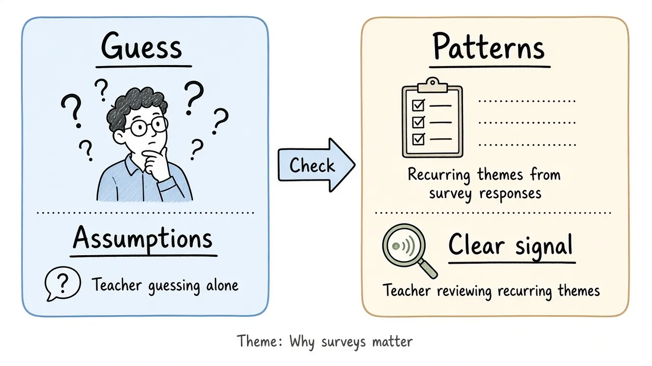 Assumptions versus student feedback side by side