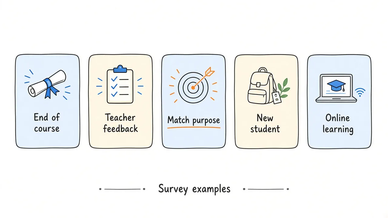 Five student survey scenarios matched to different purposes