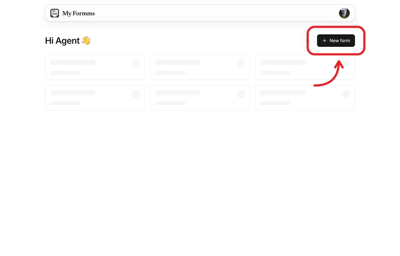 New form on the Formms dashboard