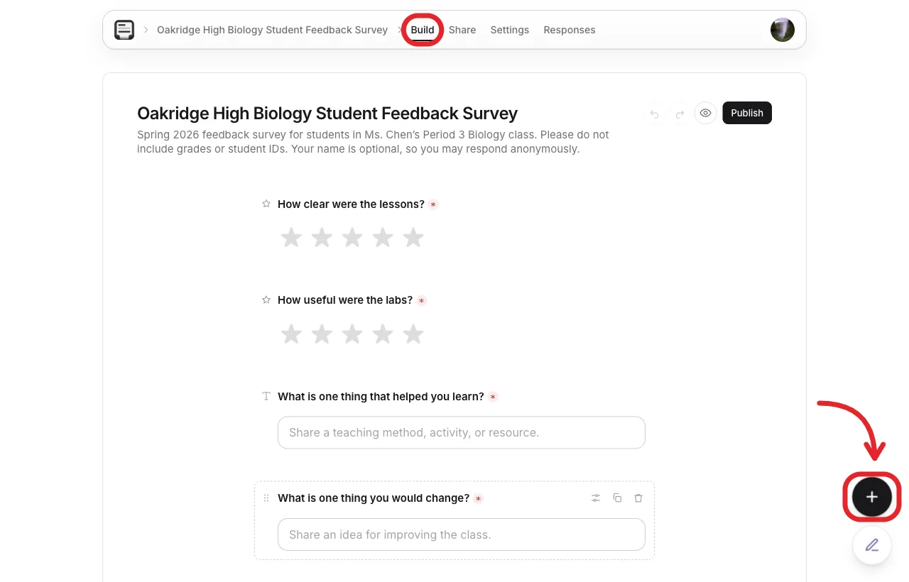 Add a question on the Formms Build canvas