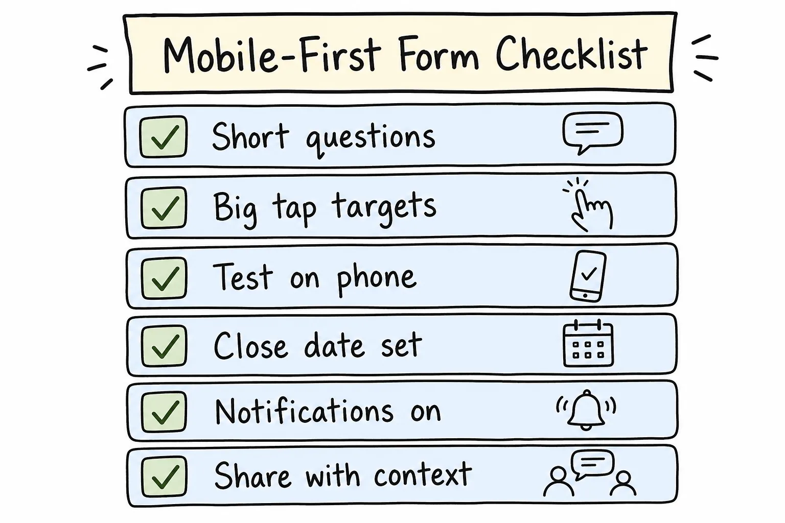 Mobile-first form checklist